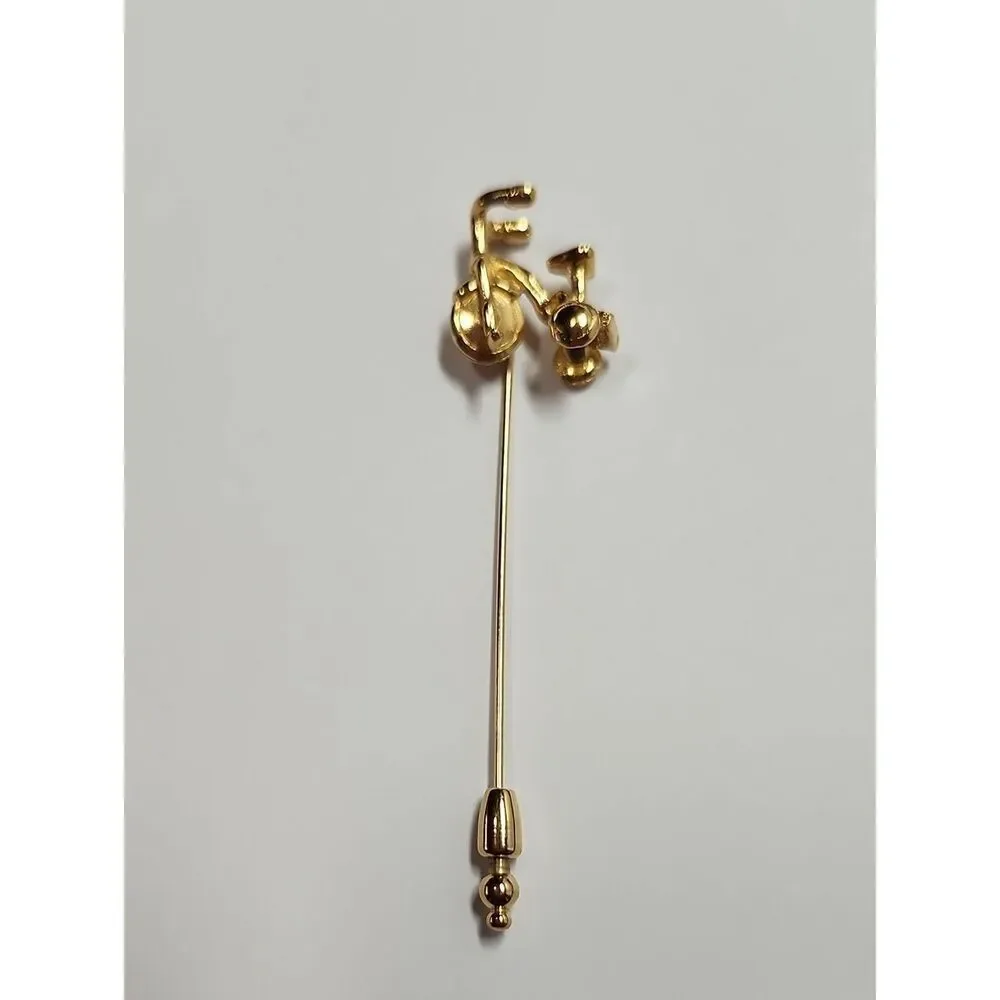Extrememly Rare Designer Trifari Bicycle Stick Pin Mid Century